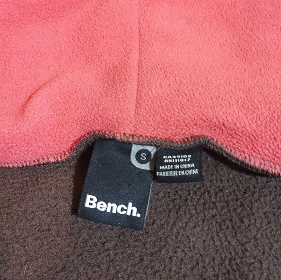 Bench Brown & Pink Zip Up Fleece Jacket Sweater Size Small - Picture 7 of 11
